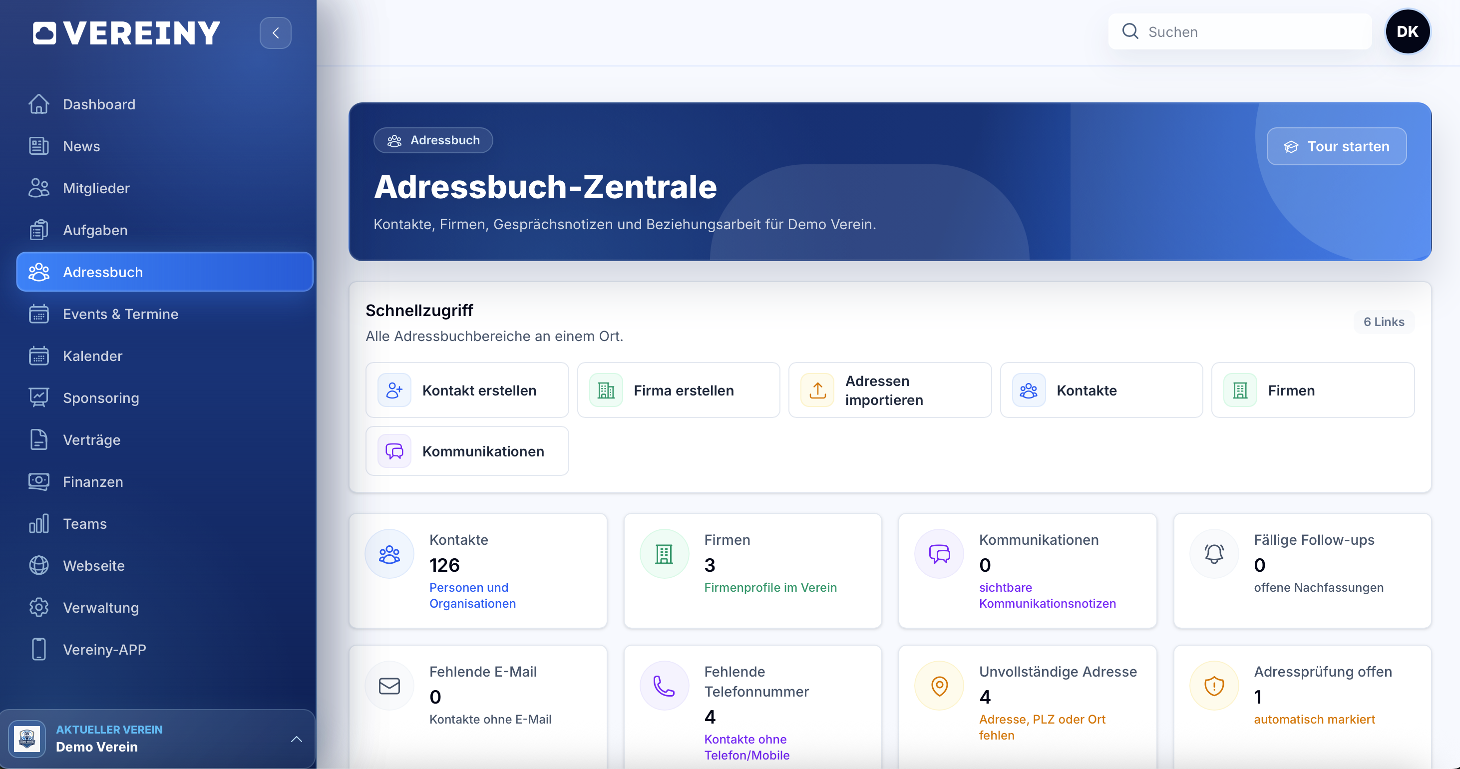 Adressbuch im Vereinsalltag